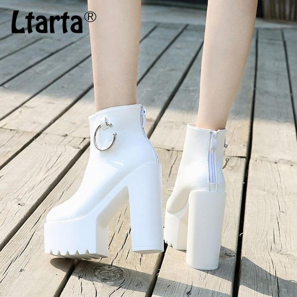 

boots ltarta 14cm heels white super high-heeled short autumn winter women womens ankle zyw-659-11, Black