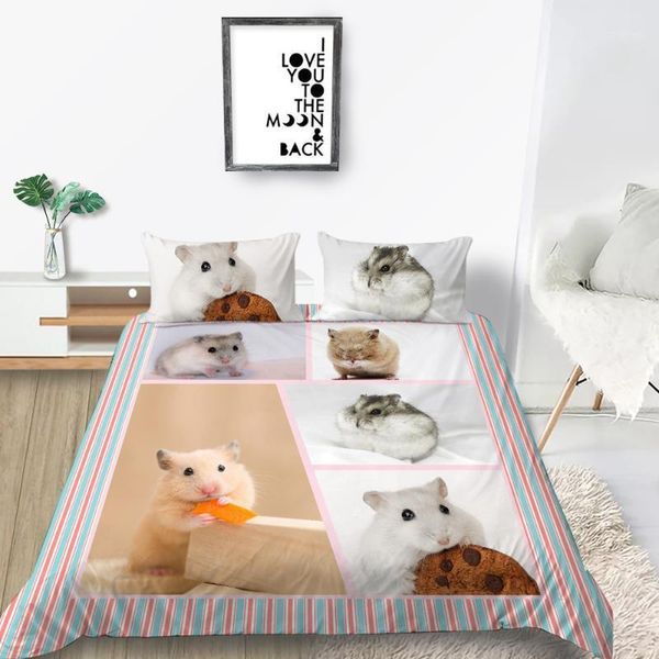 

hamster bedding set stripes creative cute geometric duvet cover 3d  king twin full single double unique design bed set1