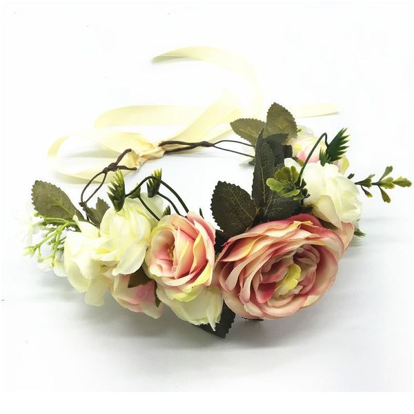 

rose flower crown floral headband garlands women girls hair accessories bride wedding flower wreath headdress o jlllxa