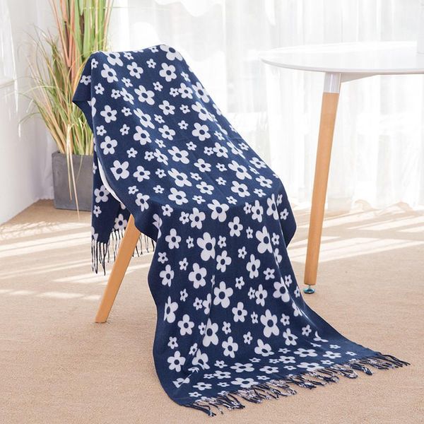 

new style chinese quality silk autumn and winter lady beach thickened fashion headscarf scarf women cashmere flower print shawl, Blue;gray