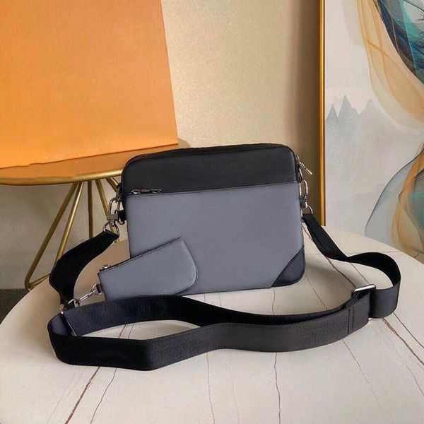 

genuine leather messenger bag 3 piece set satchel fashion shoulder bag handbag for men presbyopic mini package shoulder bag man wholesale
