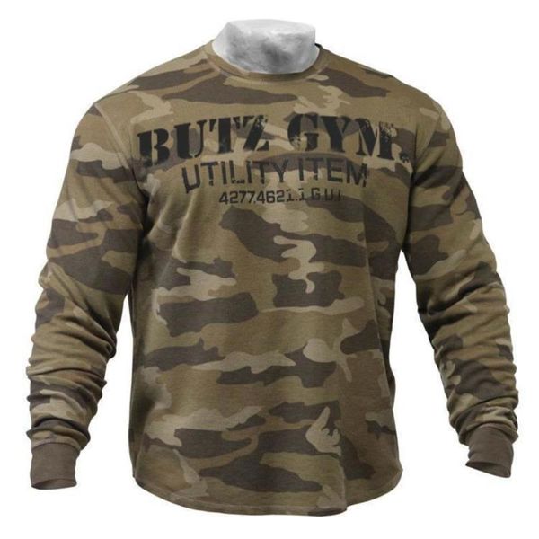 

leisure muscle brother new sports men's fitness camouflage sweater man, Gray