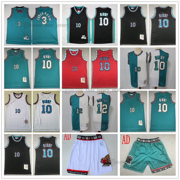 

retro basketball jersey mike 10 bibby jerseys shareef 3 abdur ja 12 morant colour green white red stitched mitchell&ness 1998-99, Black;red