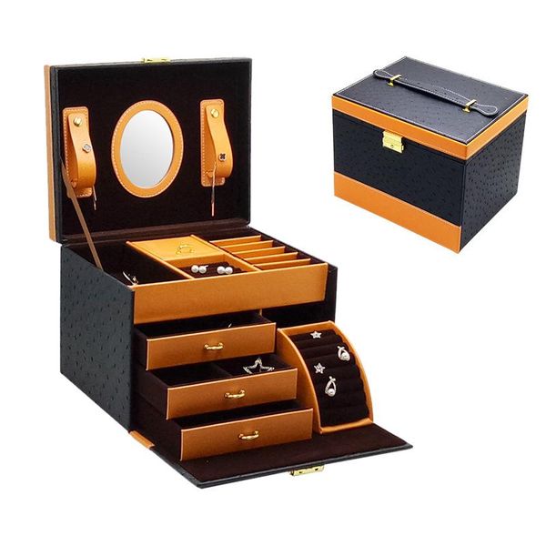 

дисплей путешествия ювелирные изделия организатор box роскошная мультифункция большая емкость женщины ювелирные изделия и макияж хранение че, Pink;blue