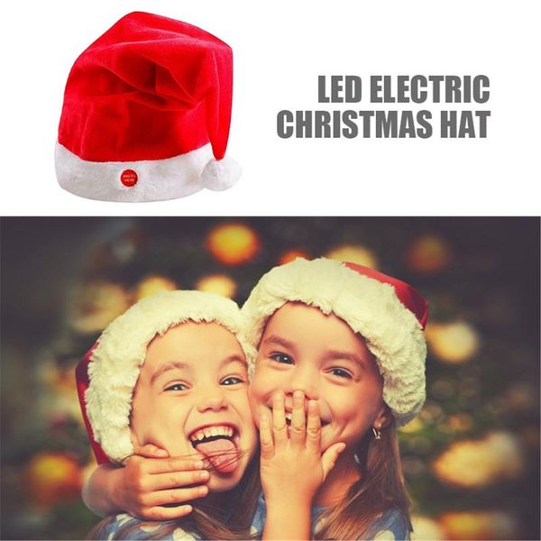 

christmas decorations music hat flannel led hats electric singing swing santa cap party children gift kid decoration