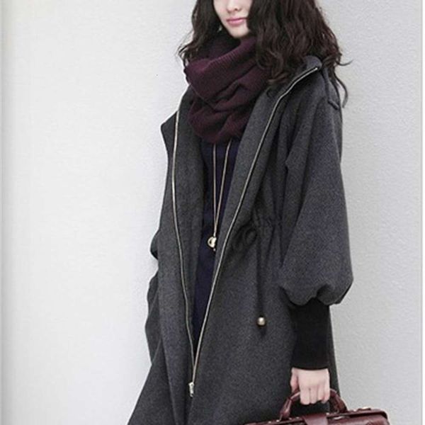 

autumn and winter new fashion korean slim hooded maoni coat women's windbreaker, Black