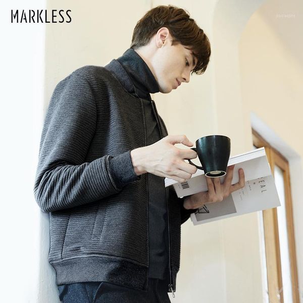 

markless fashion jackets men bomber jacket slim fit m-xxl 2021 autumn fashion casual baseball collar jaqueta masculina jka7131m1, Black;brown
