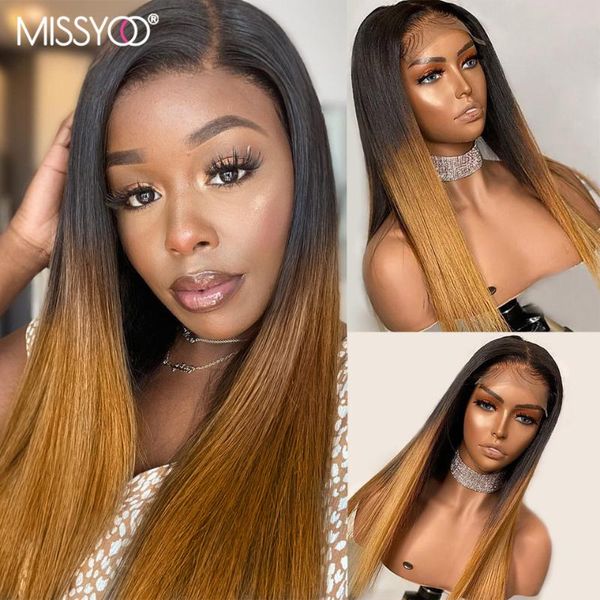 

13x4 1b/27 straight lace front human hair wigs for woman ombre honey blonde 4x4 closure wig brazilian remy hair colored wigs, Black;brown