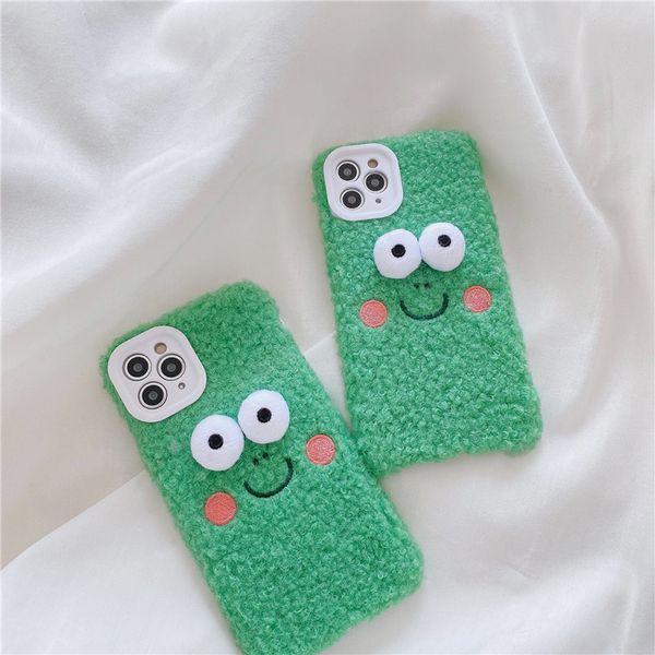 

cartoon cute green frog winter warm mobile phone case cover for iphone 12 mini 11 pro max 7 8 plus x xr