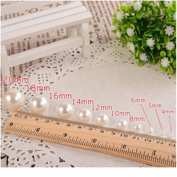 

10-400pcs/lot 3-20mm acrylic round beige straight holes abs imitation pearl beads for diy bracelet jewelry making bbyqtk