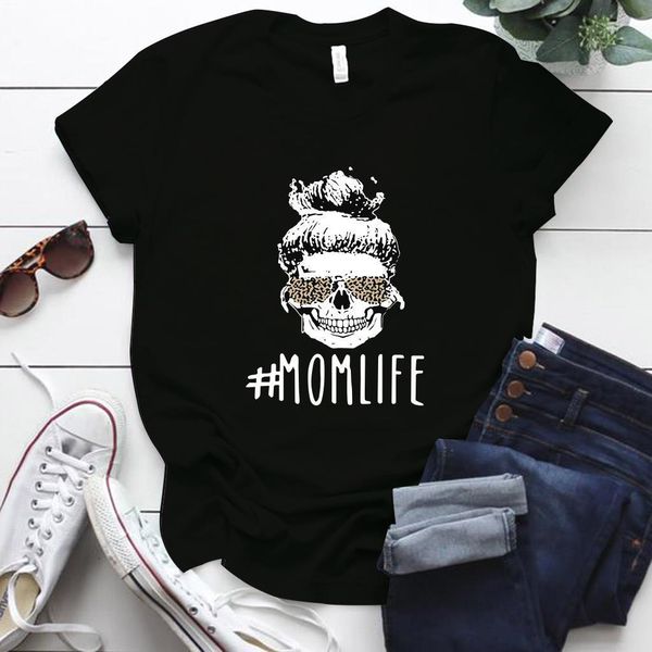 

mothers day tshirt women momlife skull print plus size s-5xl funny tshirt short sleeve mama shirt aesthetic harjuku ladies, White