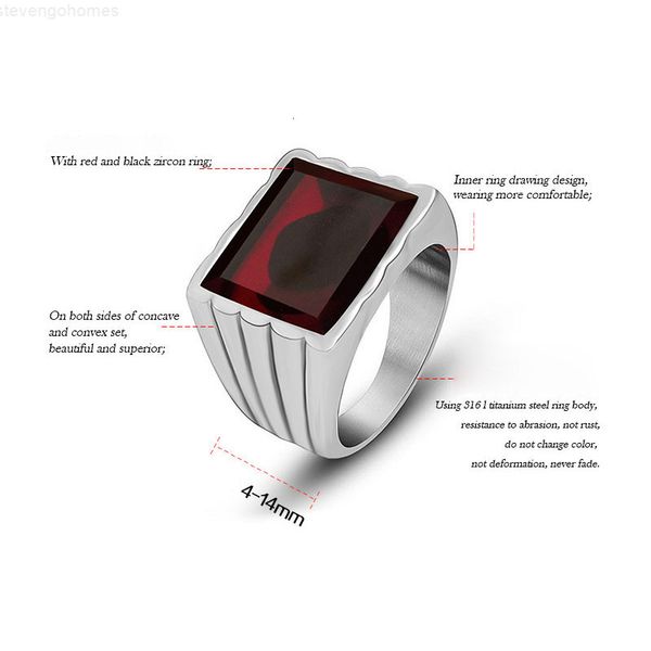 

quality finger high 316l red gem stainless steel with lots vintage fria ring fashion jewelry, Golden;silver