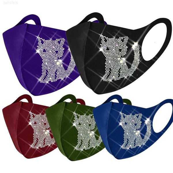 

new designer face cotton graffiti dustproof breathable black color trendy cat flash diamond mask