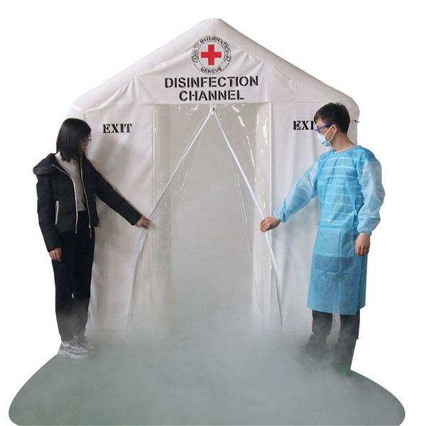 

fast install srerilize protection inflatable air sealed tent disinfectionl sterilization device, airtight pvc foldable tent with pump