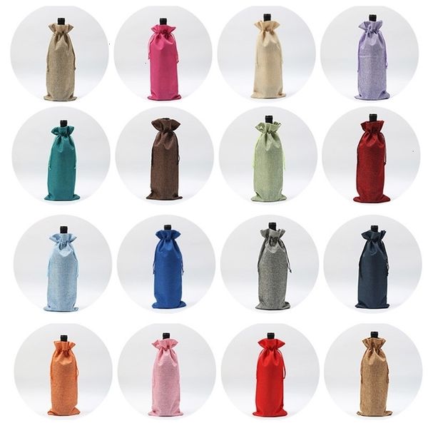 

bags bottle champagne wine touletm2npcovers burlap gift pouch packaging bag wedding party festive christmas decoration