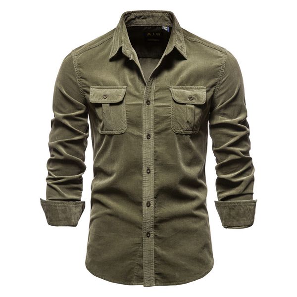 

mens pocket single breasted shirt corduroy long sleeve lapel neck shirt male solid clothing, White;black