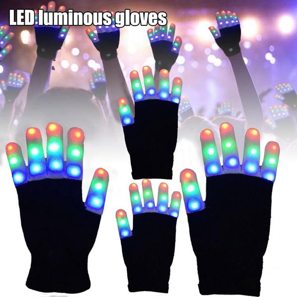 

1pc halloween children led gloves keep warm gloves led gloves 7 light modes finger light finger toys halloween party supplies wmtono