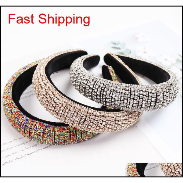 

rainbow rhinestone padded headbands for women girls luxury thick full diamond sponge hairbands women crystal hair ac jllzga bdegarden, Silver