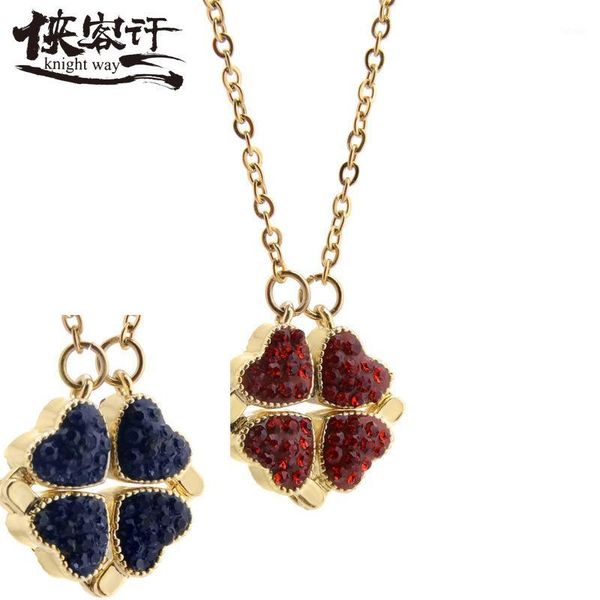 

korean version of the rose gold choker magnet color split folding four-leaf love grass necklace female1, Silver