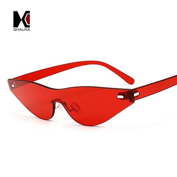 

shauna trending women small cat eye sunglasses enhanced metal hinge rimless blue mirror lens shades uv400, White;black