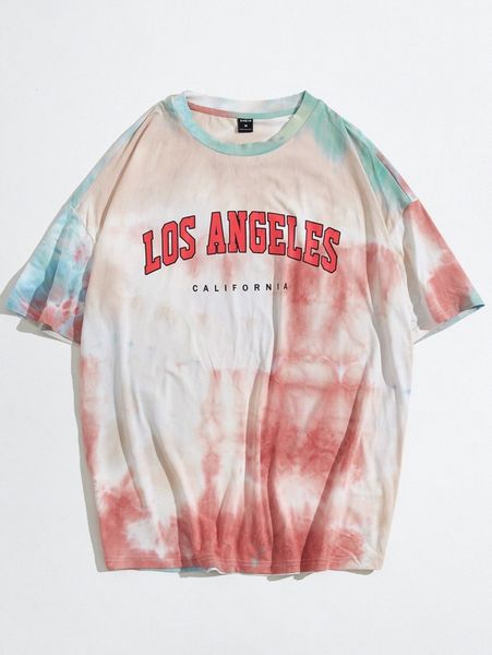 

men letter graphic tie dye tee m9ew#, White;black