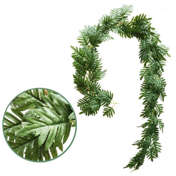 

1/2m long artificial leaf rattan home garden decor artificial plant wall hanging vine tube balcony garden simulation green plant1