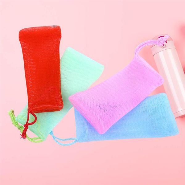 

4 шт. красочные отшелушивающиеся сетки saver saver pouch bubble пена net handmade soap mesh bag чистящие сетки для лица (случайный цвет) sqc