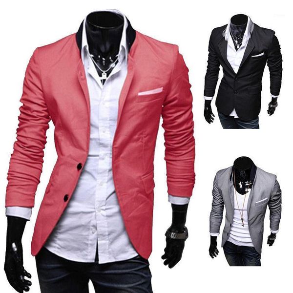 

eas new stylish men's casual slim fit two button suit blazer coat leisure jacket 3 colors us size xs-l1, White;black