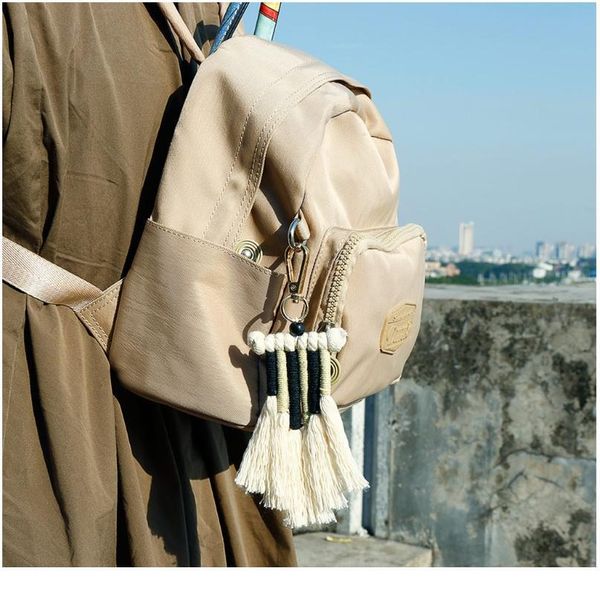 

weaving rainbow keychains for women boho handmade key holder keyring macrame bag charm accessories car hanging jllwyt