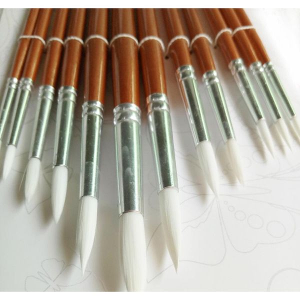 

24pcs /lot round shape nylon hair wooden handle paint brush set tool for art school watercolor acrylic jllufl lucky2005