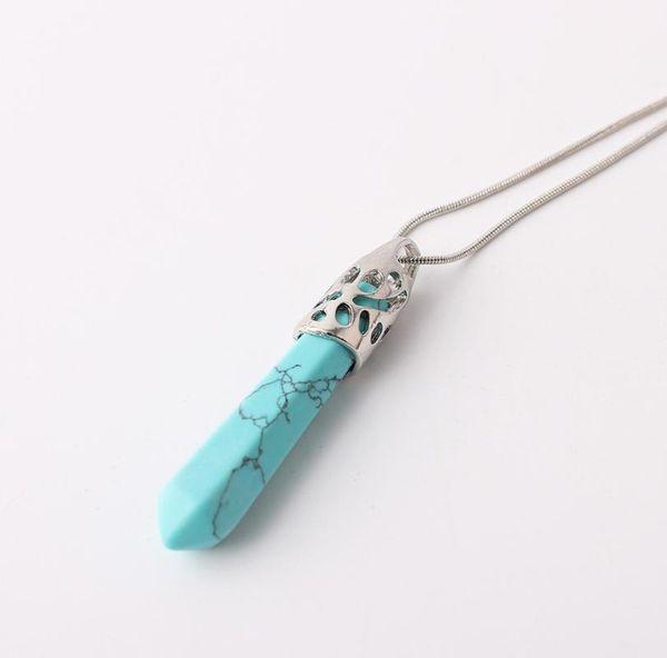 

pendant necklaces beadsland pillar vintage nature stone necklace girl gift, Silver