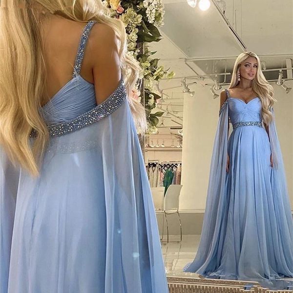 

new arrival ice blue a line evening dresses with wraps spaghetti straps beads floor length prom dress formal evening gowns vestidos, Black;red