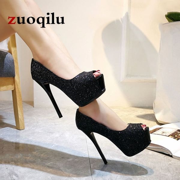 

pumps women shoes 2020 high heel peep toe platform high heels wedding shoes woman silver black ladies heels shoes t200525