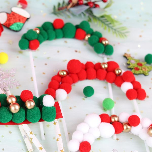 

factory wool ball arch series flag red green white cake decoration accessories