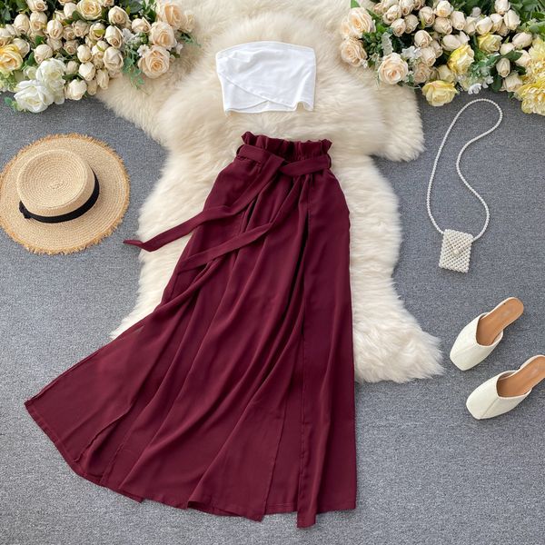 

2021 new female singiny will see vacation suits off the shoulder no straps short high skirts pieces n9b5, Gray