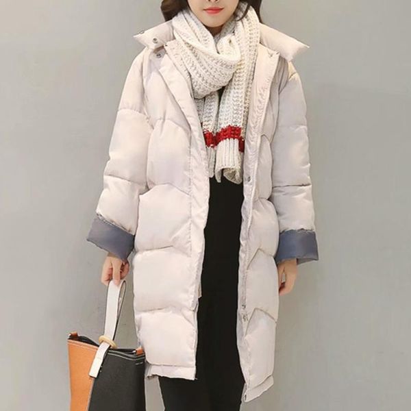 

women's down & parkas women winter loose hooded zipper cotton coats and jackets black warm elegant long female coat outwear cdr2344
