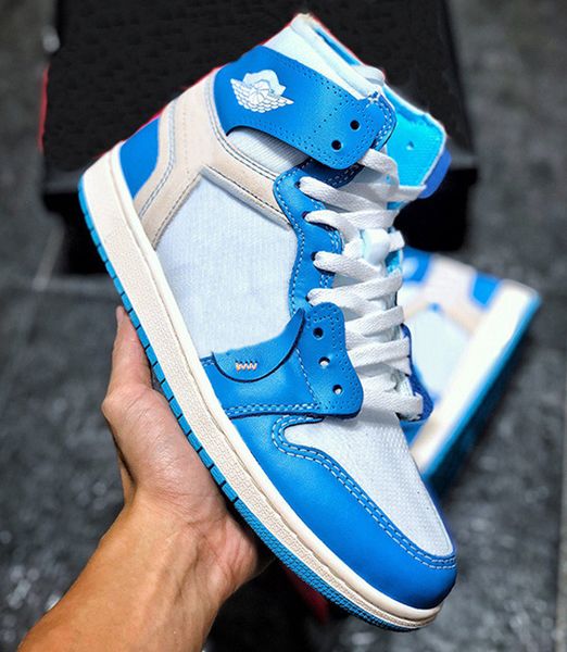 

2021 jumpman 1 i university blue high og unc 1s mens womens basketball shoes athletic sports mens trainers chaussures, White;red
