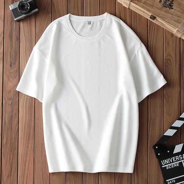 

2021 new t-shirt five-colored clothes solid neck tshirts for male shape of single men k145 m-3xl tee summer zonc, White;black