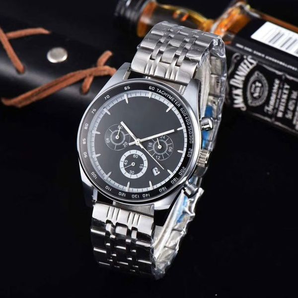 

men's business watch 42mm dial satch full stainless steel band all dials work wristwatches for men relogio feminino 2019, Slivery;brown