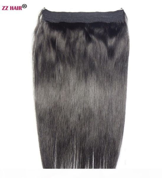 

16"-28" 100% brazilian remy human hair 80g fish wine halo hair flips in on human hair extension 1pcs set non-clips natural straigh, Black;brown