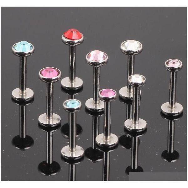 

2017 new style flat plane interannally lip piercing labret bar 10 color 6/8/10mm long tragus helix sqchcp beauty888, Black