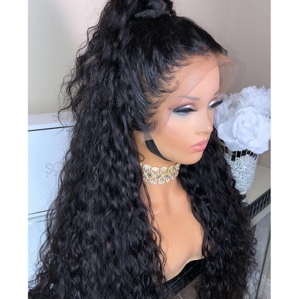 

lace wigs brazilian high ponytail natural wave full human hair with baby 180density 4x4 silk base front remy, Black;brown