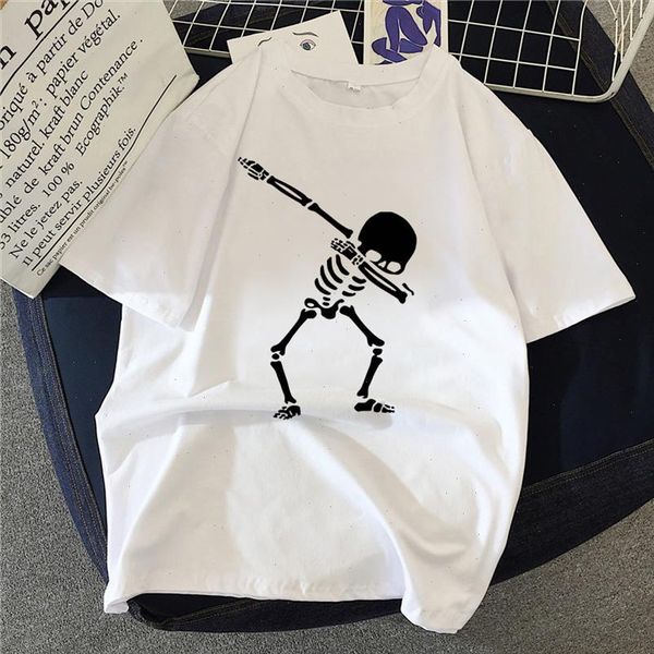 

2021 fashion graphic t shirt womenscasual summer t shirt and 90s print harajuku dancing skull kawaii, White