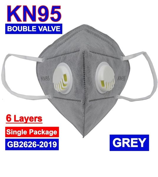 

kn 95 double breathe valves disposal valve fast 5 layers face mask 4 colors 1a1vys