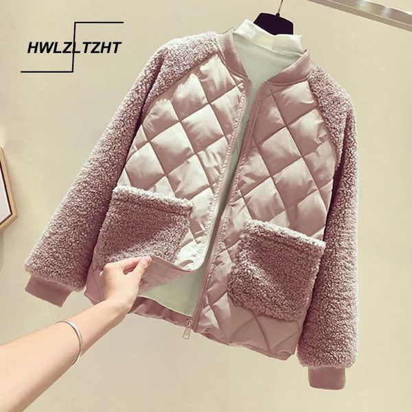 

women's down & parkas hwlzltzht winter jacket lamb fur short women coats female plus size cotton loose warm casual, Black