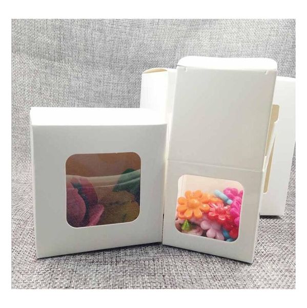 

777cm 888cm 999cm 101010cm квадратная картонная коробка с прозрачным окном из пвх белый черный крафт бумаги упаковки подарочной коробке 20 ш