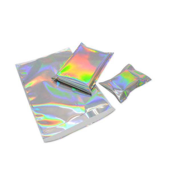 

200pcs laser self sealing plastic envelopes mailing storage bags holographic gift jewelry poly adhesive courier packaging bag, Black;red