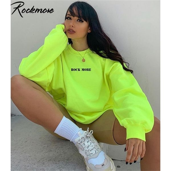 

rockmore letter printed hoodies women sweatshirt harajuku streetwear oversized hoodie plus size hooded sweat femme winter fall 201212, Black