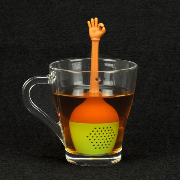 

ok gesture tea infuser silicone strainer finger sign thumbs up cute fda lfgb standard loose leaf filter teaware