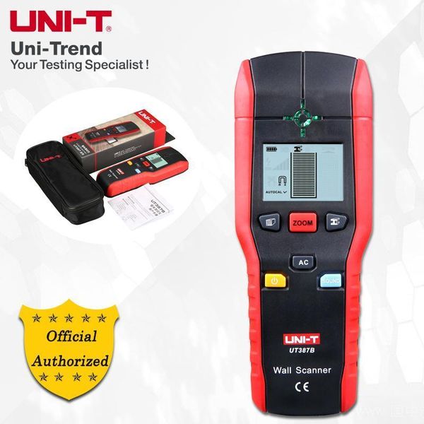 

uni-t ut387b wall scanner; handheld wall detector, ferrous metals/non-ferrous metals/copper conductors (live)/wood measurements1